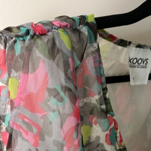 KOOVS maxi Dress sleeveless colourful abstract print sheer split front skirt - Picture 11 of 11